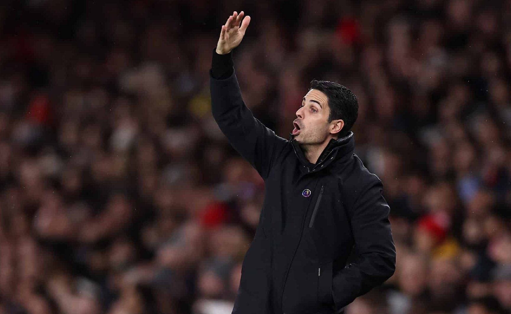 Manager of Arsenal, Mikel Arteta during the Premier League match between Arsenal FC and Manchester United FC at Emirates Stadium on December 04, 2024 in London, England.
