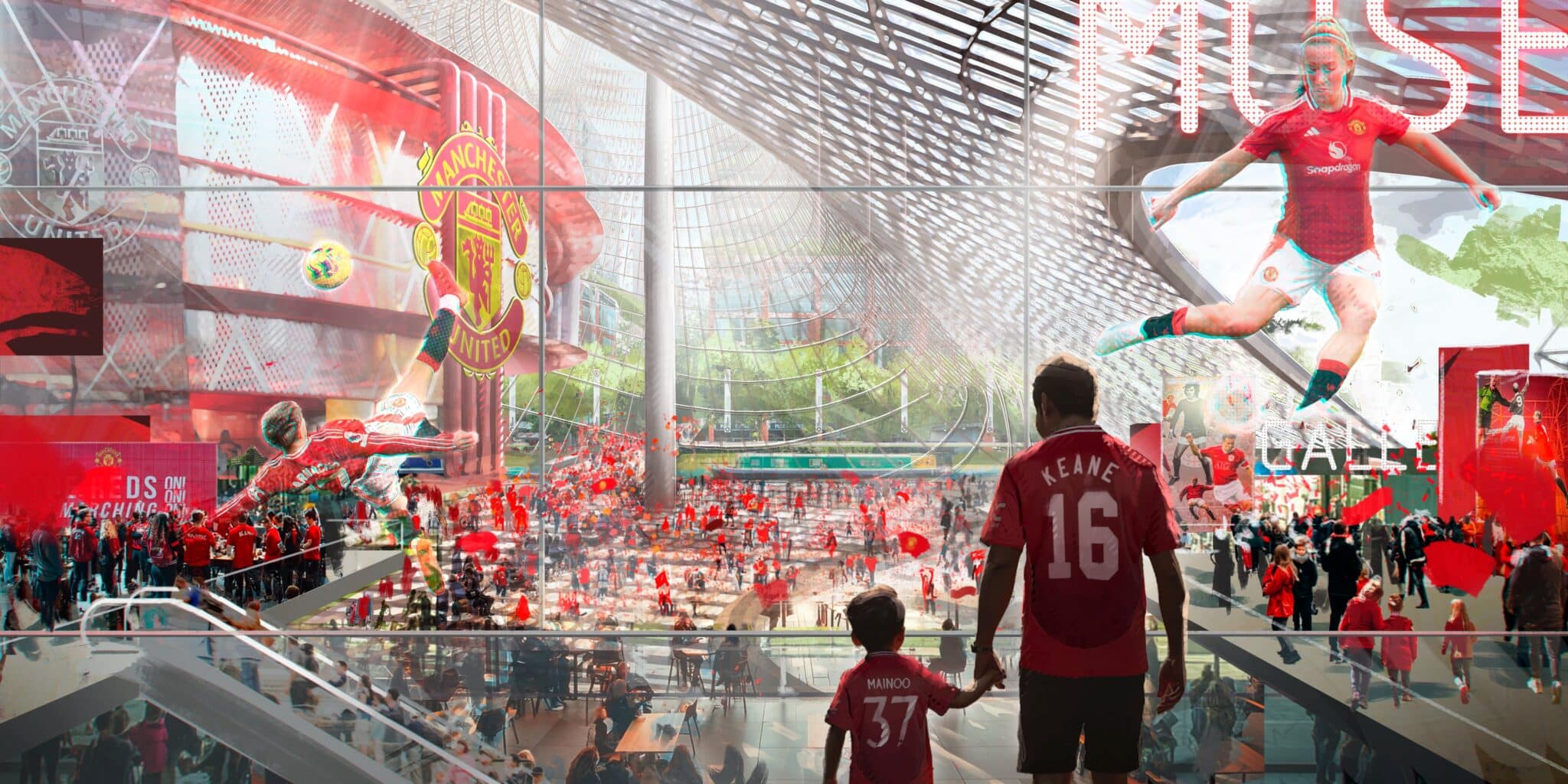 An artist's impression of the concourse inside the new Manchester United stadium.