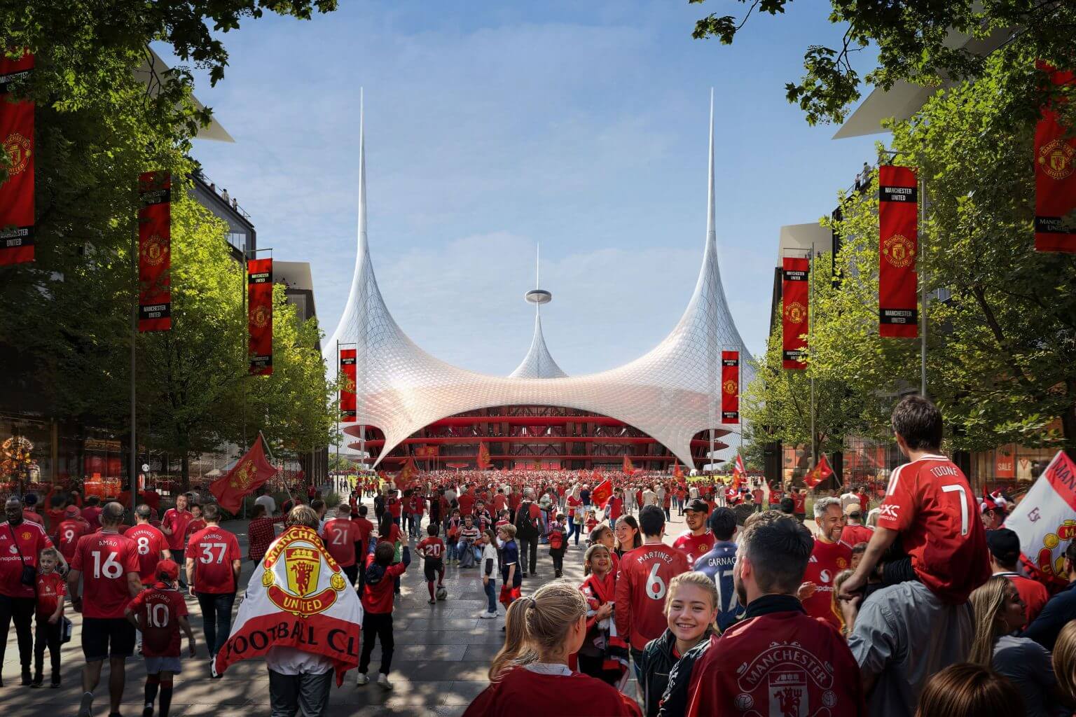 An artist's impression of the new Manchester United stadium. (Photo via Manchester United)