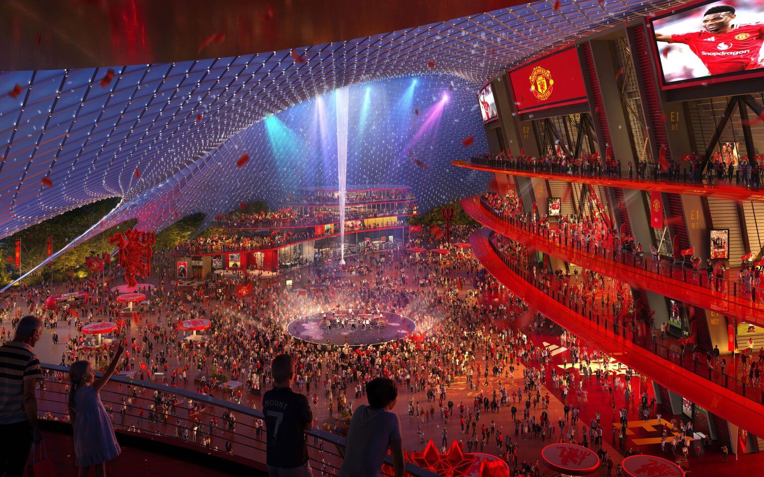 An artist's impression of the concourse at Manchester United's new stadium.