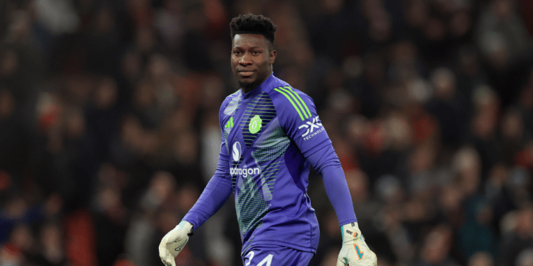 Man Utd goalkeeper Andre Onana in Premier League action.
