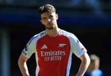 Arsenal dealt major blow ahead of crunch Aston Villa clash Declan Rice of Arsenal looks on during the Premier League match between Everton FC and Arsenal FC at Goodison Park on April 05, 2025 in Liverpool, England.