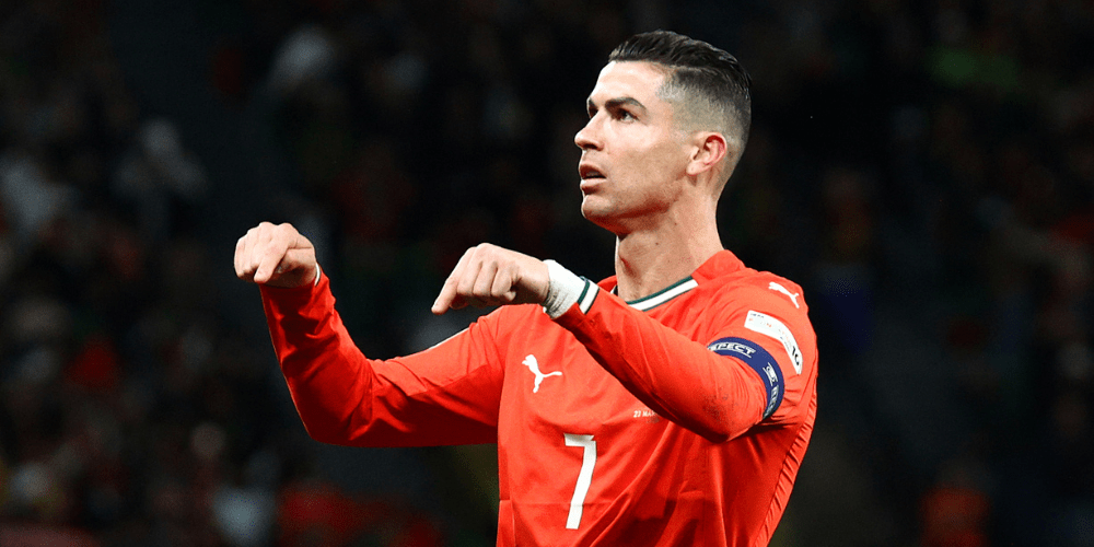 Portugal captain Cristiano Ronaldo celebrates a goal.
