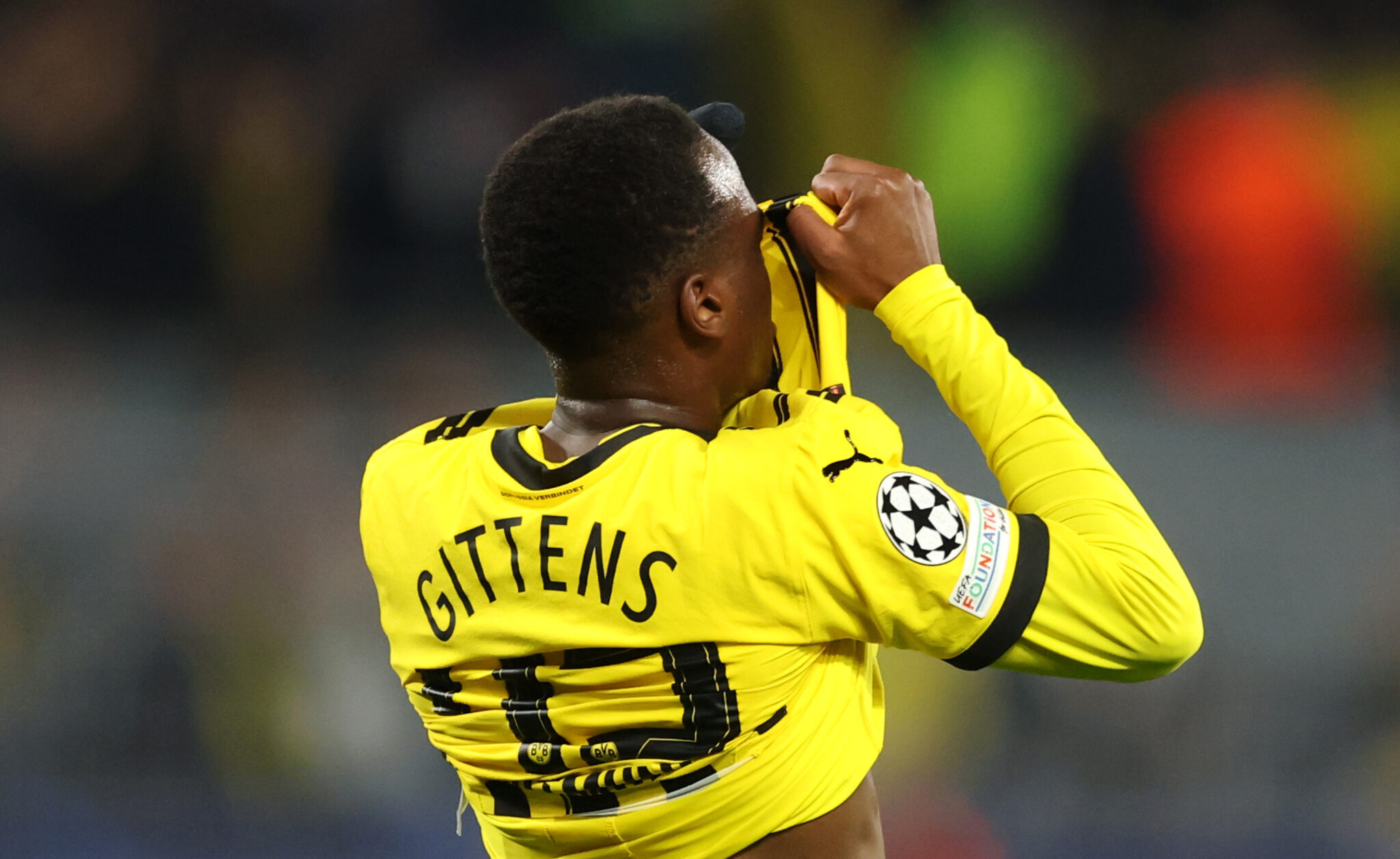 Chelsea - Jamie Gittens of Borussia Dortmund looks dejected after the UEFA Champions League 2024/25 Quarter Final Second Leg match between Borussia Dortmund and FC Barcelona at BVB Stadion Dortmund on April 15, 2025 in Dortmund, Germany.
