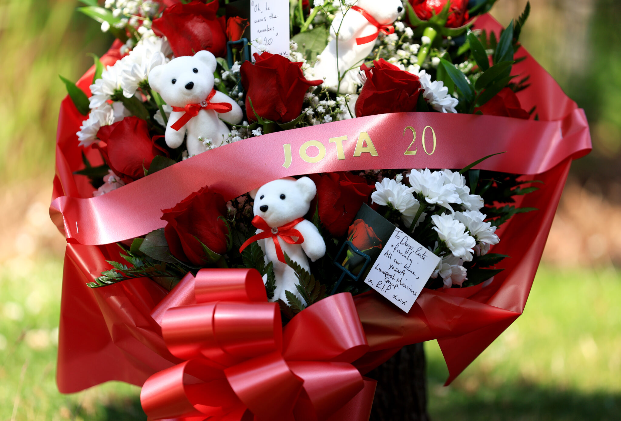 Diogo Jota - Tributes are laid for Liverpool player Diogo Jota at Anfield on July 03, 2025 in Liverpool, England. The Liverpool player and Portugal international Jota died in a car crash in Zamora, Spain at the age of 28.