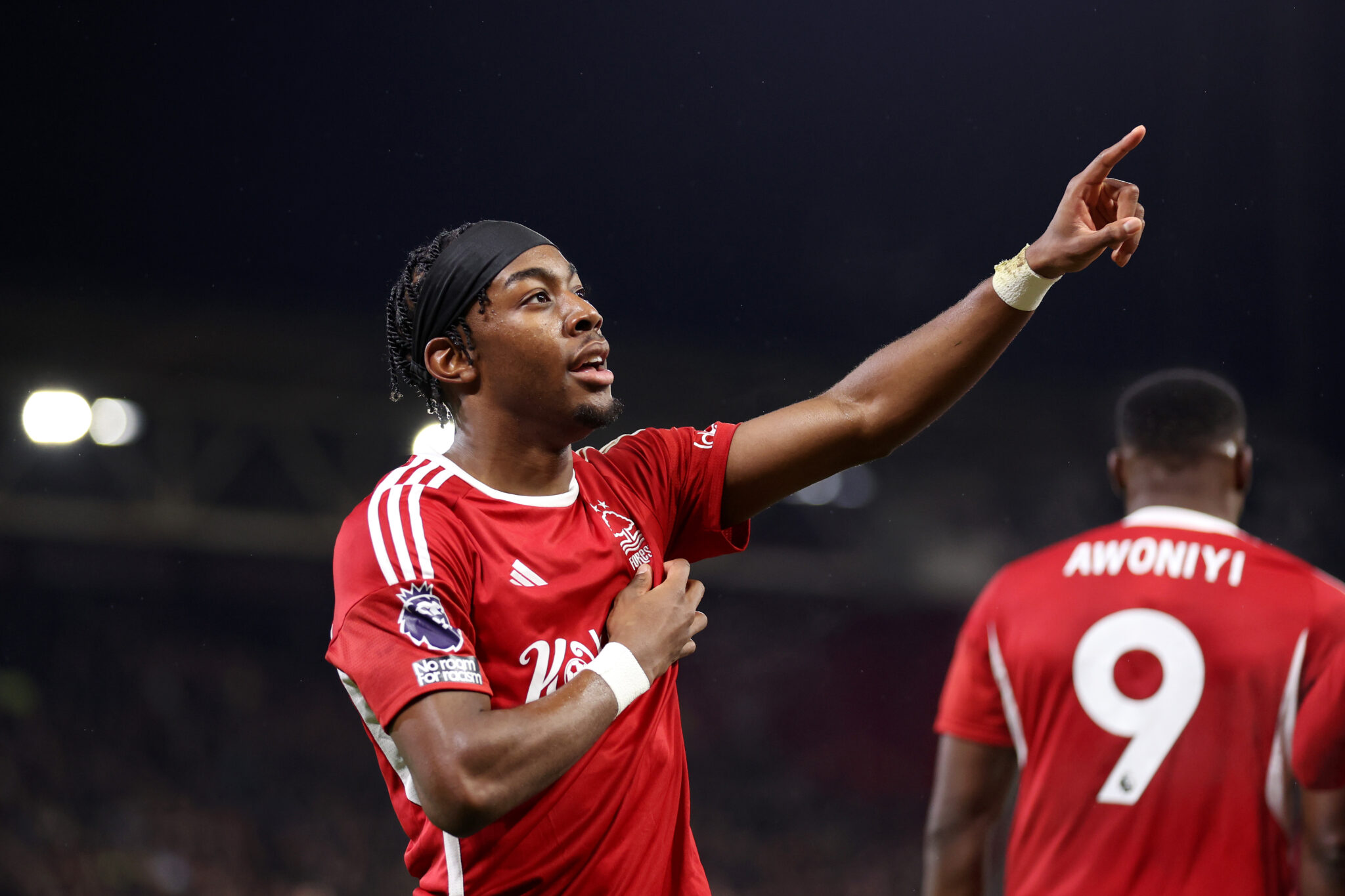 man utd - Anthony Elanga of Nottingham Forest celebrates scoring his team's first goal during the Premier League match between Nottingham Forest and Newcastle United at City Ground on February 10, 2024 in Nottingham, England.