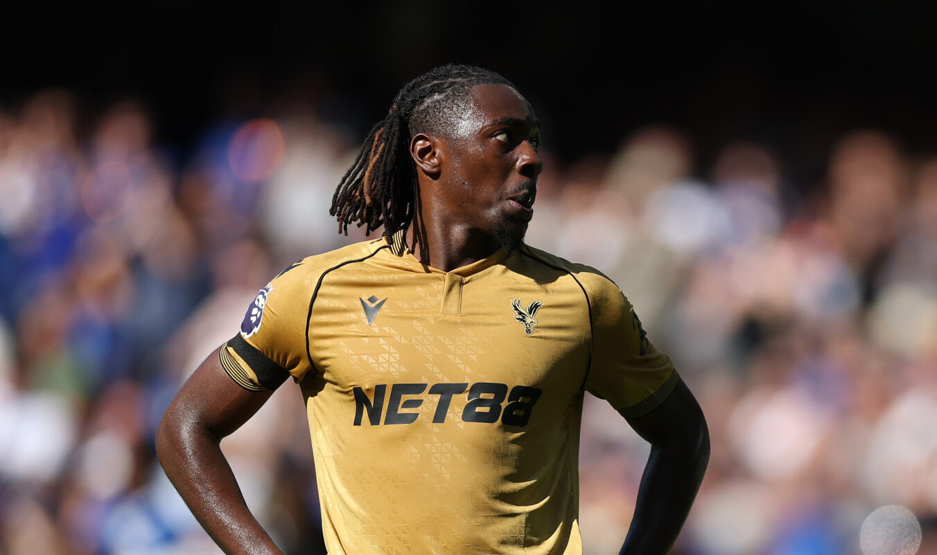 Crystal Palace star Eberechi Eze reacts during the Premier League match between Chelsea and Crystal Palace at Stamford Bridge on August 17, 2025 in London, England.