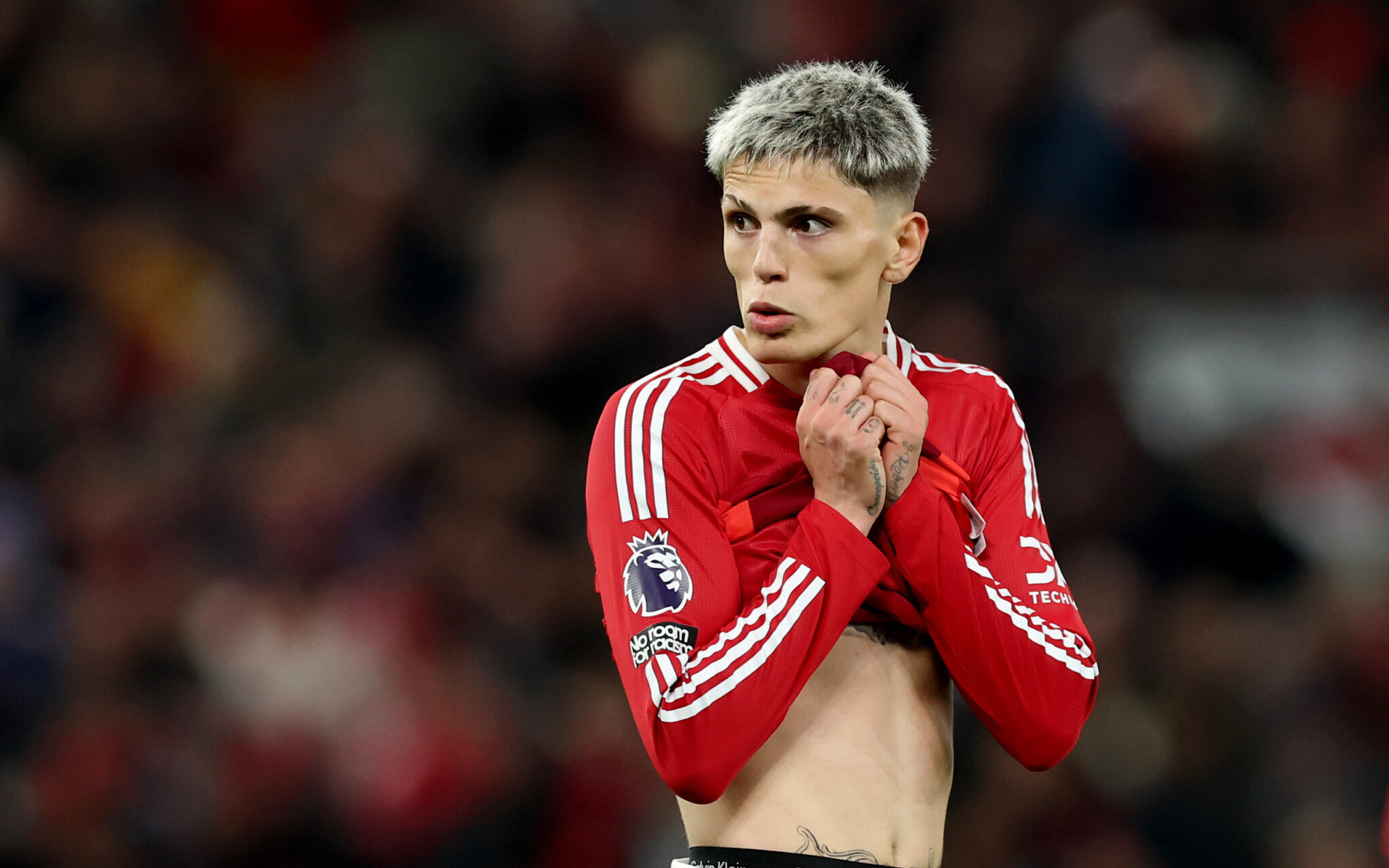 Chelsea - Man Utd player Alejandro Garnacho during the Premier League match between Manchester United FC and Chelsea FC at Old Trafford on November 03, 2024 in Manchester, England.