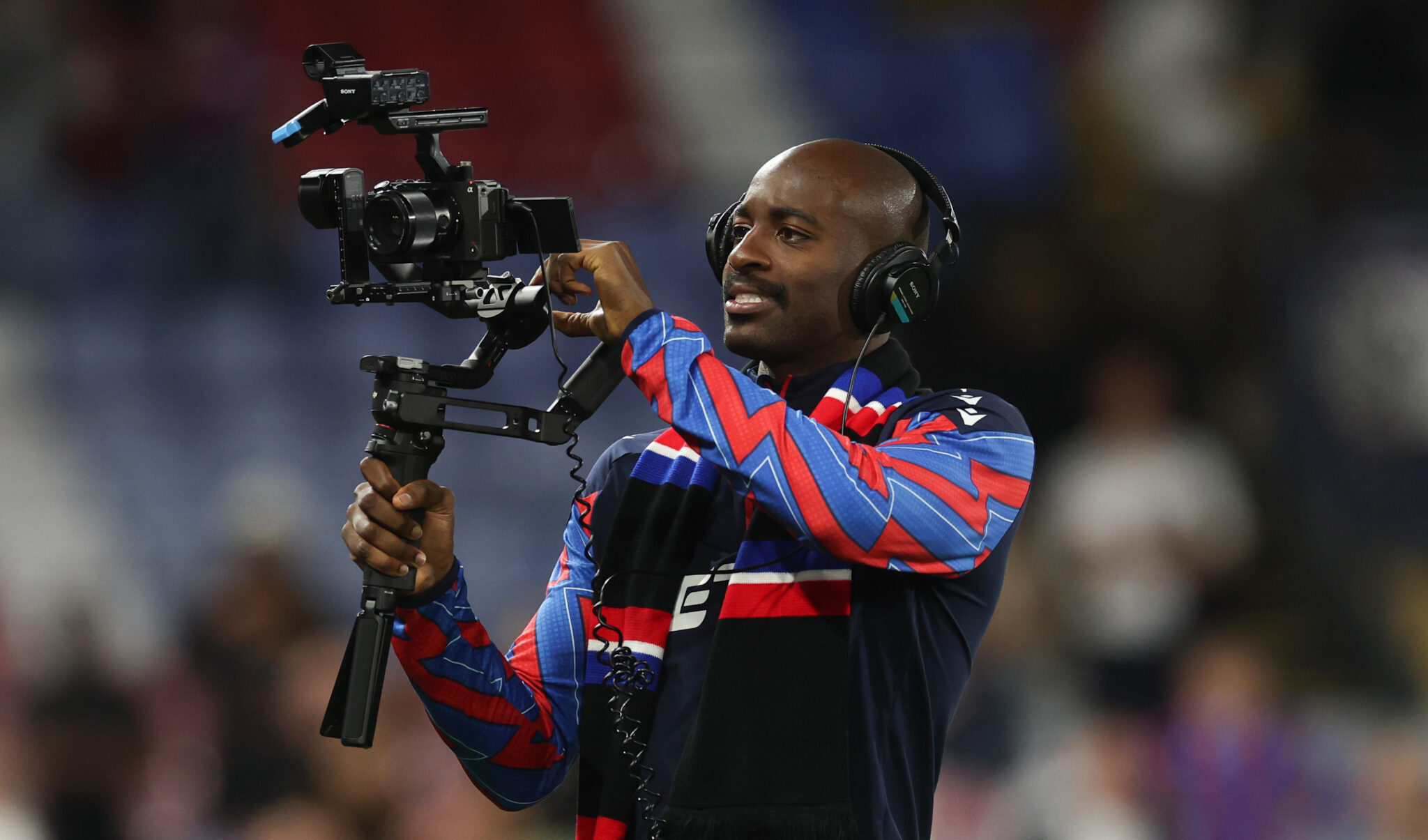 Premier League - Jean-Philippe Mateta of Crystal Palace uses a social media video camera at the end of the the Premier League match between Crystal Palace FC and Wolverhampton Wanderers FC at Selhurst Park on May 20, 2025 in London, England.