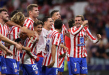 Atletico Madrid XI vs Barcelona – Predicted lineup and team news Atletico Madrid players celebrate a goal.
