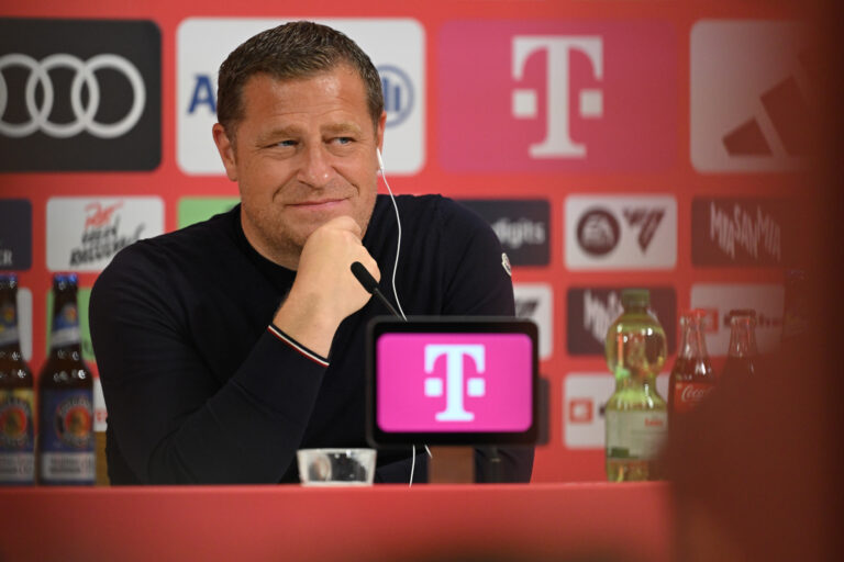 Bayern Munich director of sport Max Eberl at a press conference.