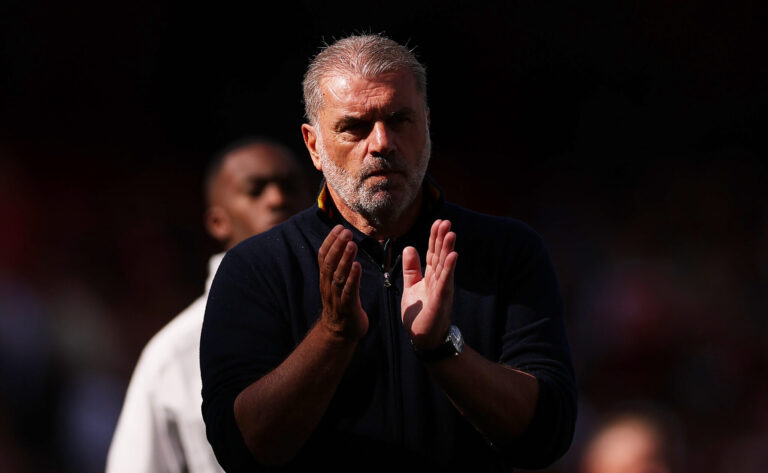 Celtic - Ange Postecoglou, former Manager of Nottingham Forest, applauds the fans after the team's defeat during the Premier League match between Arsenal and Nottingham Forest at Emirates Stadium on September 13, 2025 in London, England.