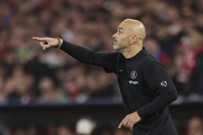 Chelsea manager Enzo Maresca reacts during the UEFA Champions League 2025/26 League Phase MD1 match between FC Bayern München and Chelsea FC at Football Arena Munich on September 17, 2025 in Munich, Germany.