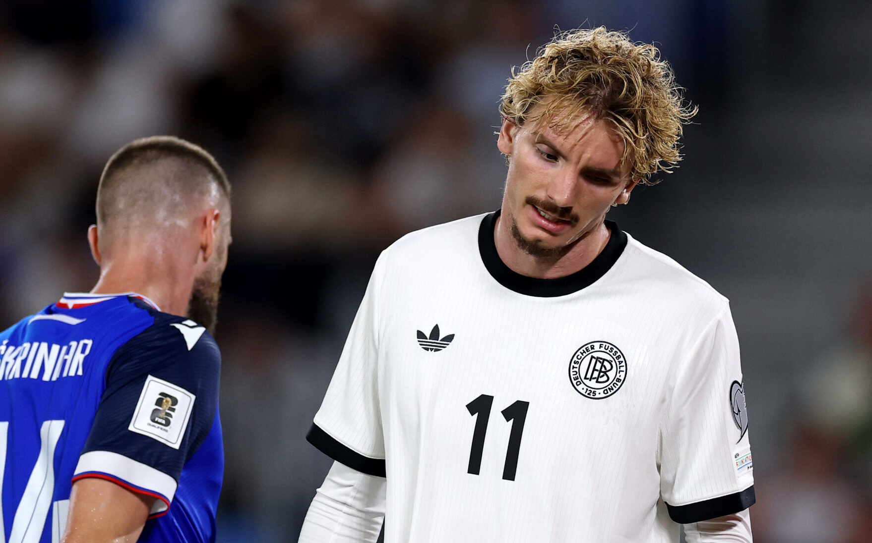 Nick Woltemade of Germany looks dejected during the FIFA World Cup 2026 qualifier match between Slovakia and Germany at on September 04, 2025 in Bratislava, Slovakia.