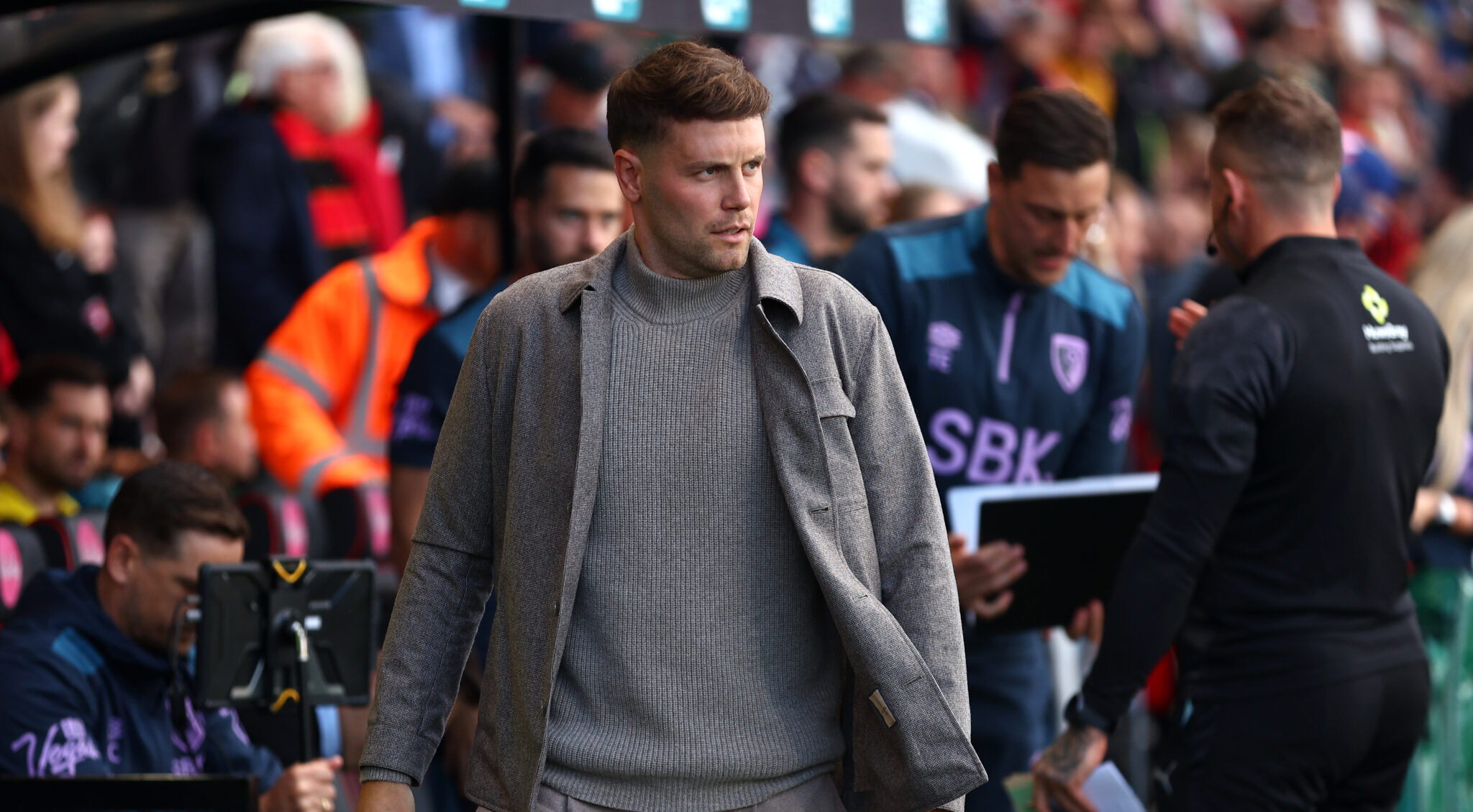 Fabian Hurzeler, Manager of Brighton & Hove Albion, looks on during the Premier League match between Bournemouth and Brighton Hove Albion at Vitality Stadium on September 13, 2025 in Bournemouth, England.
