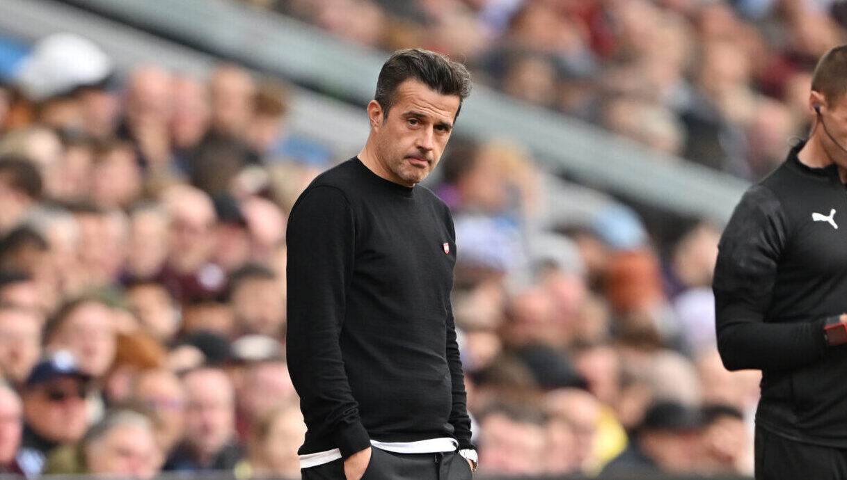 Marco Silva, Manager of Fulham, looks dejected during the Premier League match between Aston Villa and Fulham at Villa Park on September 28, 2025 in Birmingham, England.