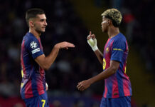 Barcelona vs Atletico Madrid- Predicted lineup and team news Barcelona players Ferran Torres and Lamine Yamal interact during the UEFA Champions League 2025/26 League Phase MD2 match between FC Barcelona and Paris Saint-Germain at Estadi Olimpic Lluis Companys on October 01, 2025 in Barcelona, Spain.