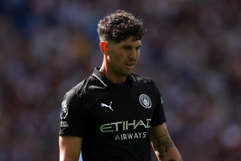 England - John Stones of Manchester City during the Premier League match between Brighton & Hove Albion and Manchester City at Amex Stadium on August 31, 2025 in Brighton, England.