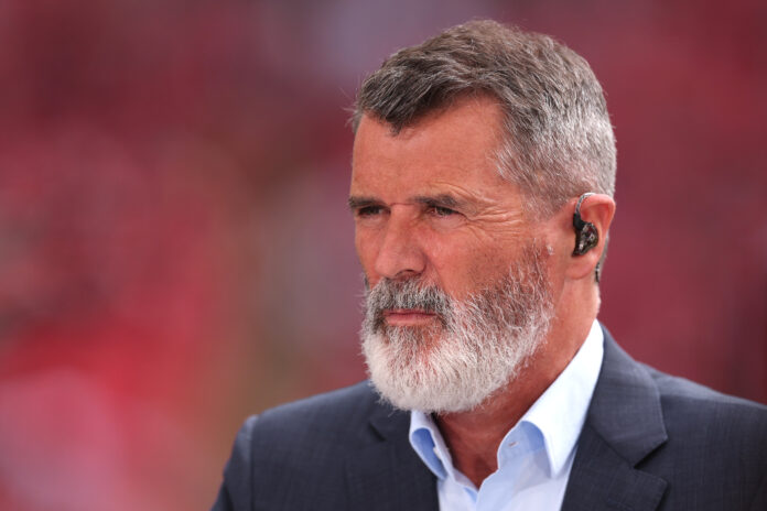 Roy Keane during the Emirates FA Cup Semi Final match between Nottingham Forest and Manchester City at Wembley Stadium on April 27, 2025 in London, England.