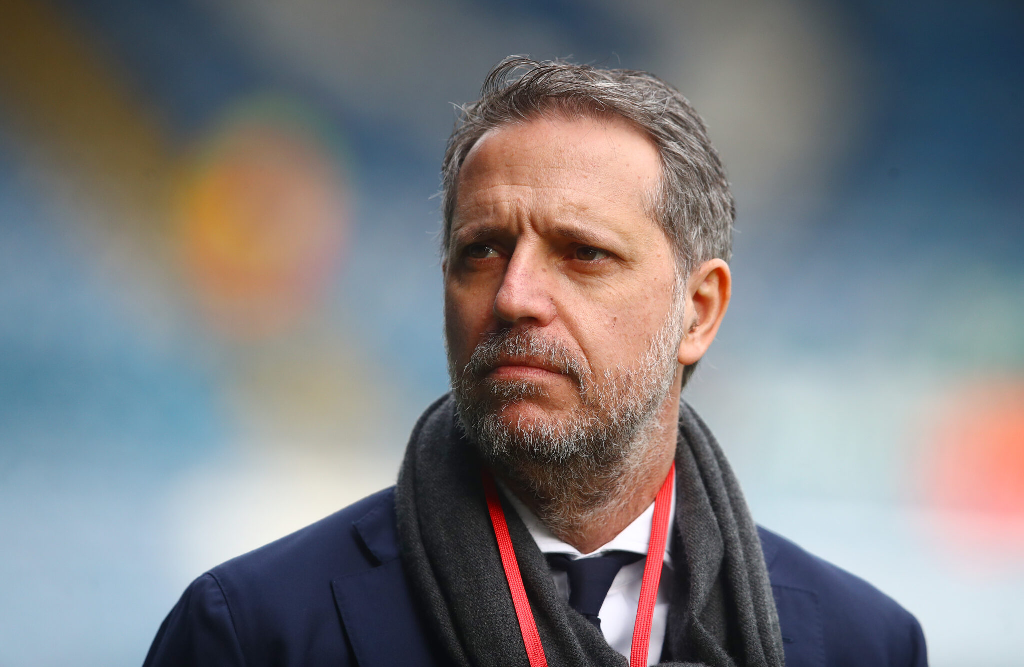 Spurs Director of Football, Fabio Paratici looks on during the Premier League match between Leeds United and Tottenham Hotspur at Elland Road on February 26, 2022 in Leeds, England.