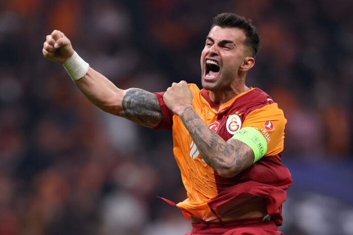 Champions League - Abdulkerim Bardakci of Galatasaray A.S. celebrates victory following the UEFA Champions League 2025/26 League Phase MD2 match between Galatasaray A.S. and Liverpool FC at Ali Sami Yen Spor Kompleksi on September 30, 2025 in Istanbul, Turkey.