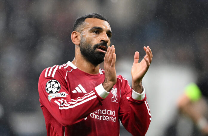 Champions League - Mo Salah of Liverpool acknowledges the fans after the team's victory during the UEFA Champions League 2025/26 League Phase MD3 match between Eintracht Frankfurt and Liverpool FC at Frankfurt Stadion on October 22, 2025 in Frankfurt am Main, Germany.
