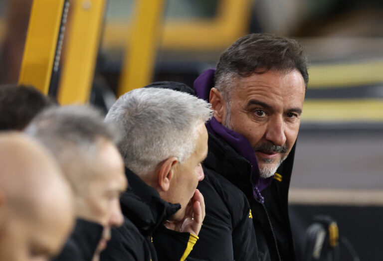 Wolves manager Vitor Pereira looks on prior to the Carabao Cup Fourth Round match between Wolverhampton Wanderers and Chelsea at Molineux on October 29, 2025 in Wolverhampton, England.