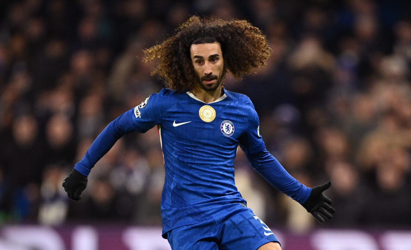 Marc Cucurella of Chelsea in action during the UEFA Champions League 2025/26 League Phase MD5 match between Chelsea FC and FC Barcelona at Stamford Bridge on November 25, 2025 in London, England.