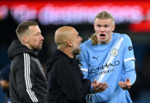 Guardiola reveals what he said to Haaland after beating Leeds Erling Haaland of Man City speaks with Pep Guardiola, Manager of Manchester City, after the Premier League match between Manchester City and Leeds United at Etihad Stadium on November 29, 2025 in Manchester, England.