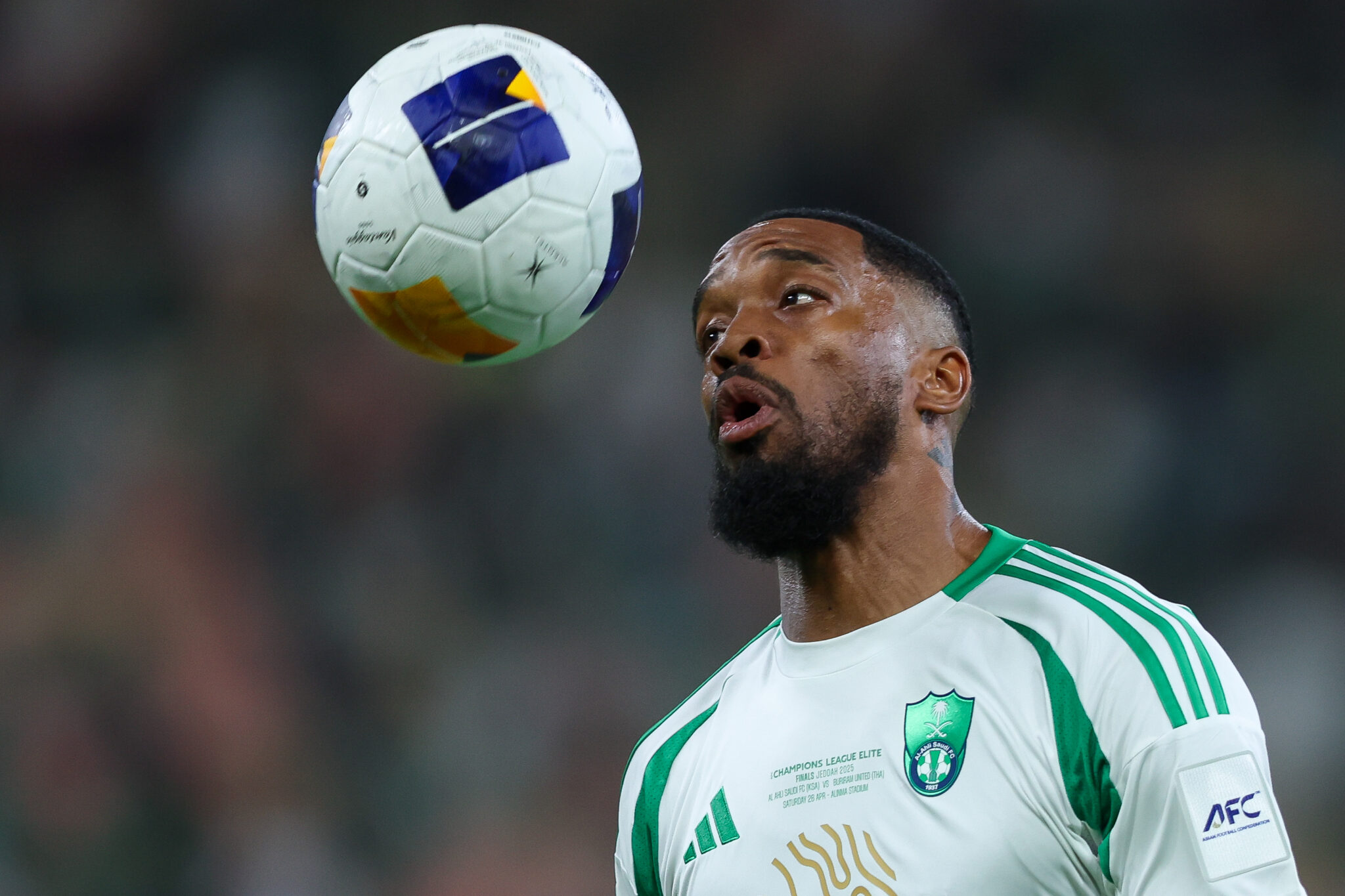 Ivan Toney of Al Ahli during the AFC Champions League Elite - Quarter Final match between Al Ahli and Buriram at King Abdullah Sports City Hall Stadium on April 26, 2025 in Jeddah, Saudi Arabia.