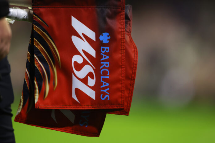 Man Utd - General view of WSL corner flags following the Barclays Women's Super League match between Manchester United and Chelsea FC at Leigh Sports Village on October 03, 2025 in Leigh, England.