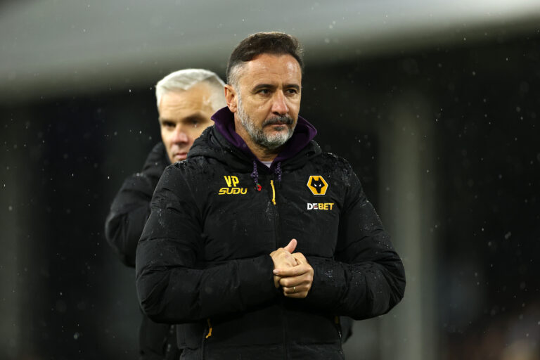 Wolves manager Vitor Pereira looks on after the team's defeat in the Premier League match between Fulham and Wolverhampton Wanderers at Craven Cottage on November 01, 2025 in London, England.