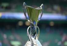 Champions League draw sets up potential Arsenal and Chelsea showdown A detailed view of the UEFA Women's Champions League trophy on the pitch prior to the UEFA Women's Champions League final match between Arsenal WFC and FC Barcelona at Estadio Jose Alvalade on May 24, 2025 in Lisbon, Portugal.