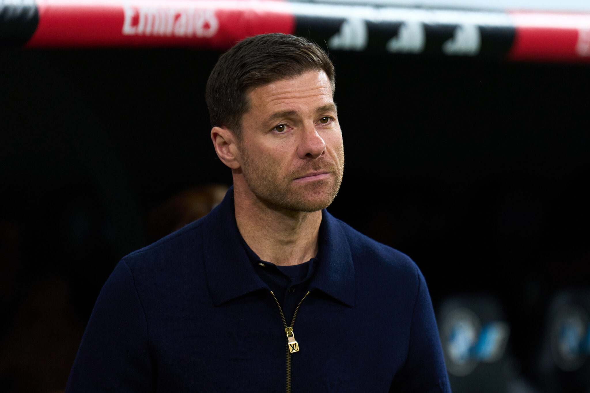 Xabi Alonso, Head Coach of Real Madrid, looks on prior to the LaLiga EA Sports match between Real Madrid CF and RC Celta de Vigo at Estadio Santiago Bernabeu on December 07, 2025 in Madrid, Spain.