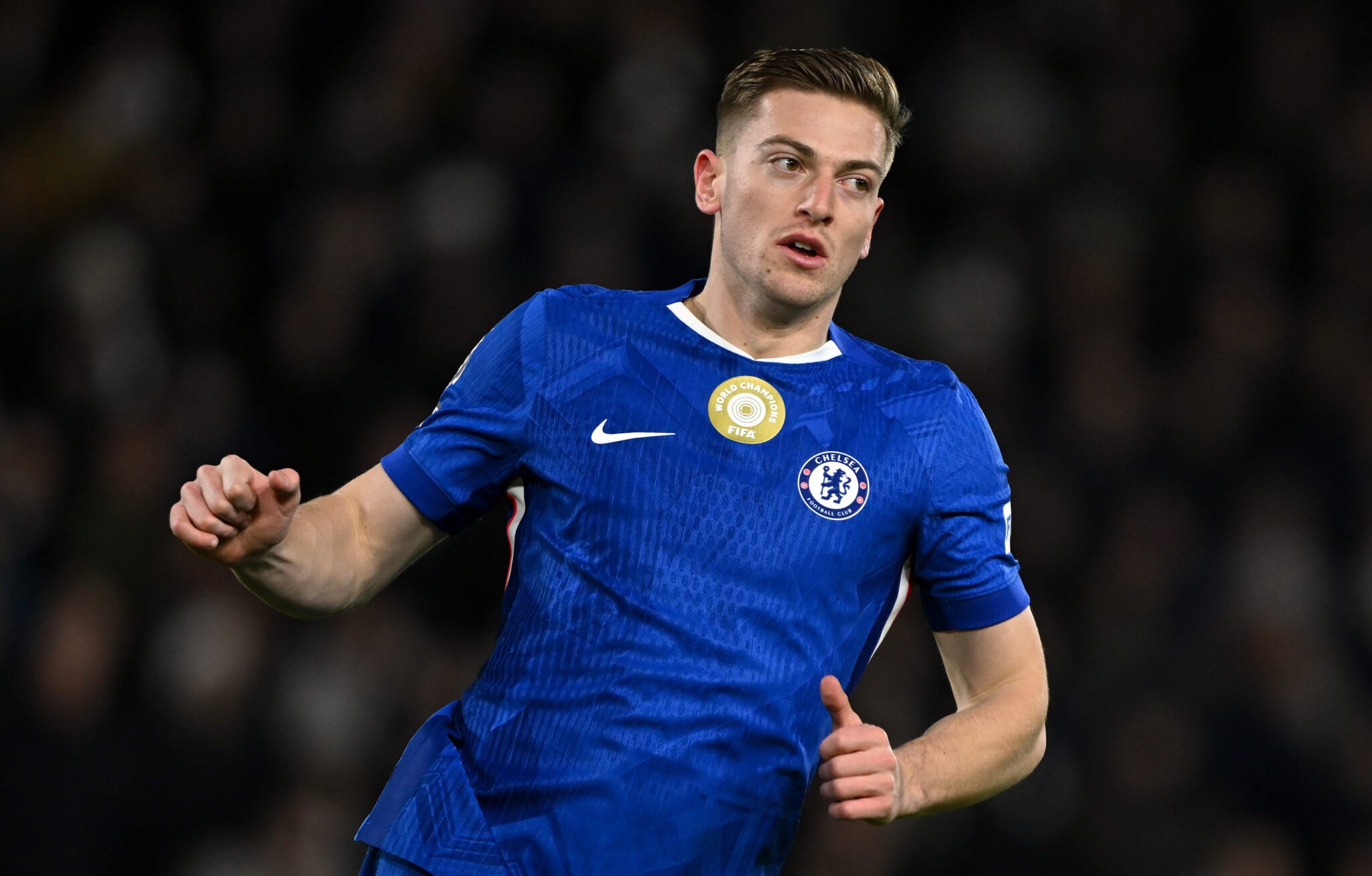 Chelsea striker Liam Delap in action.