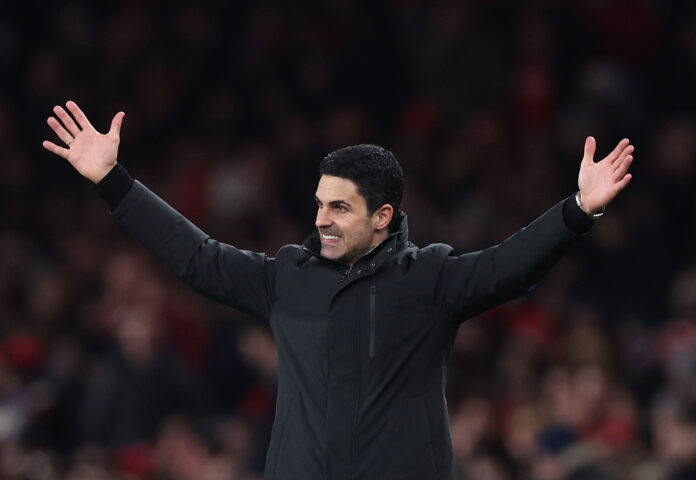 Arsenal Manager Mikel Arteta during the Premier League match between Arsenal and Manchester United at Emirates Stadium on January 25, 2026 in London, England.