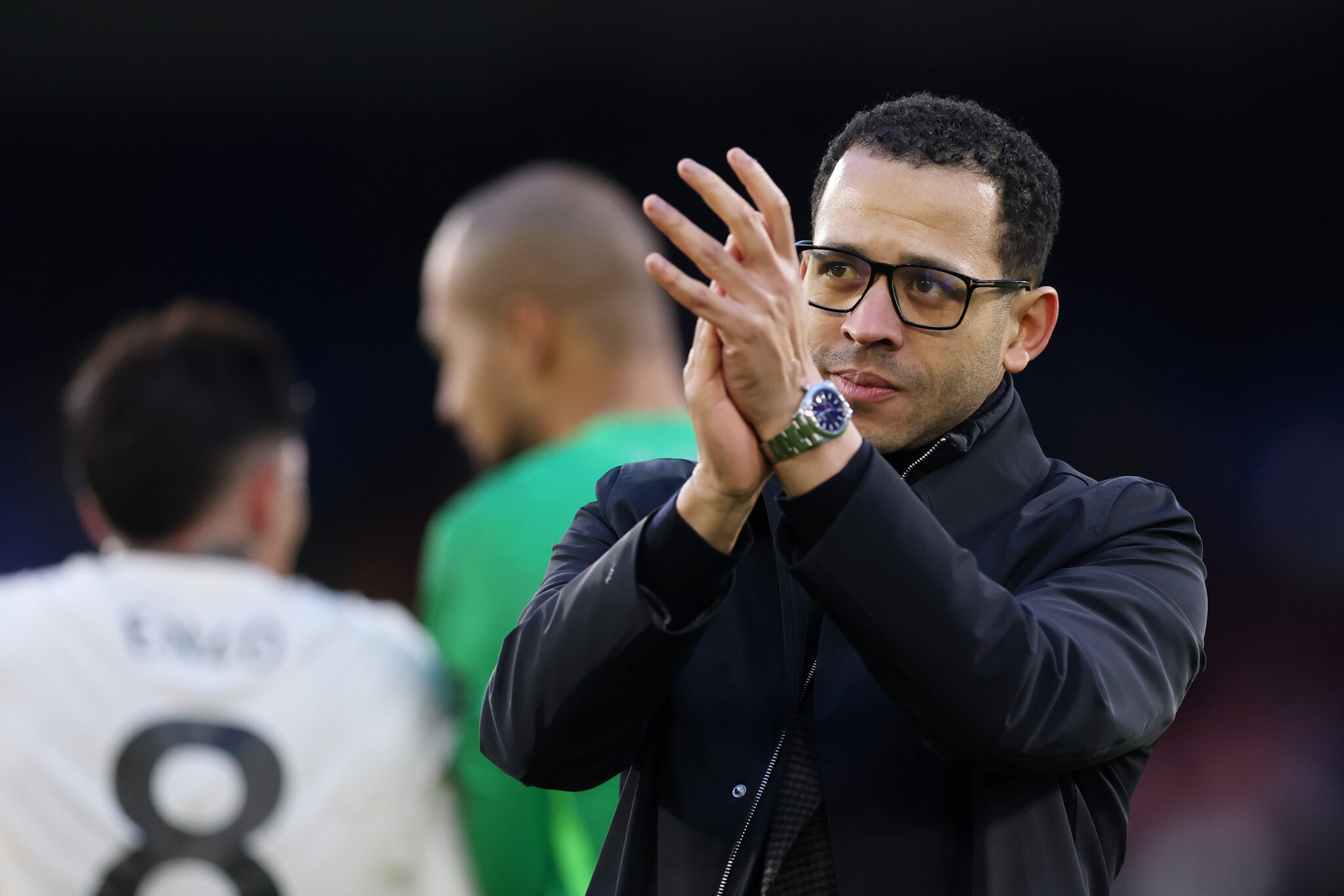 Liam Rosenior, Manager of Chelsea, applauds the fans after the Premier League match between Crystal Palace and Chelsea at Selhurst Park on January 25, 2026 in London, England.