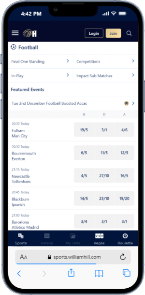 Football betting with William Hill 