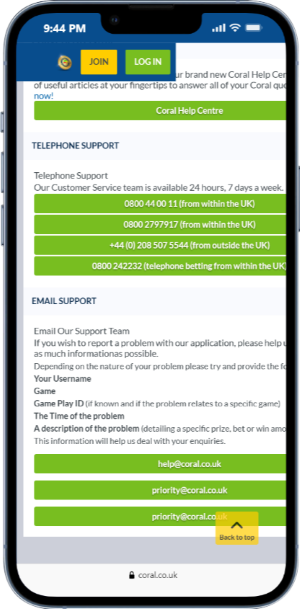What are the Customer Service Details of Coral? 