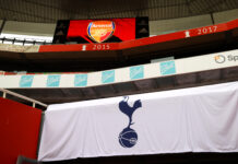 Arsenal gazumped as Spurs seal Deadline Day transfer A Spurs flag is seen inside the stadium prior to the Premier League match between Arsenal and Tottenham Hotspur at Emirates Stadium on March 14, 2021 in London, England. Sporting stadiums around the UK remain under strict restrictions due to the Coronavirus Pandemic as Government social distancing laws prohibit fans inside venues resulting in games being played behind closed doors.