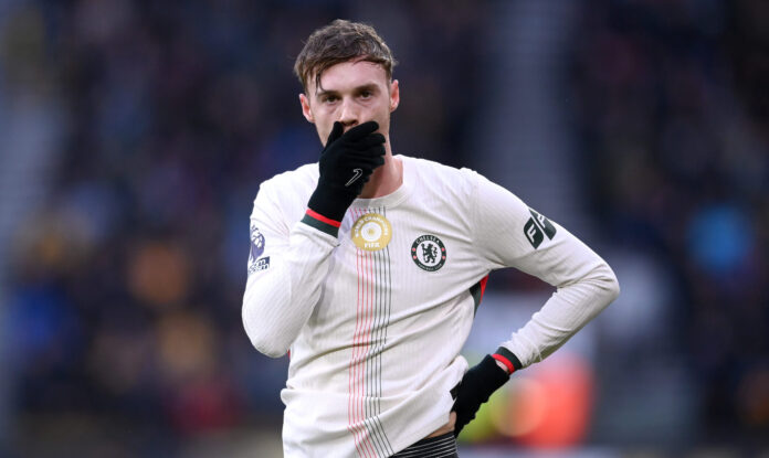 Cole Palmer of Chelsea reacts during the Premier League match between Wolves and Chelsea at Molineux on February 07, 2026 in Wolverhampton, England.
