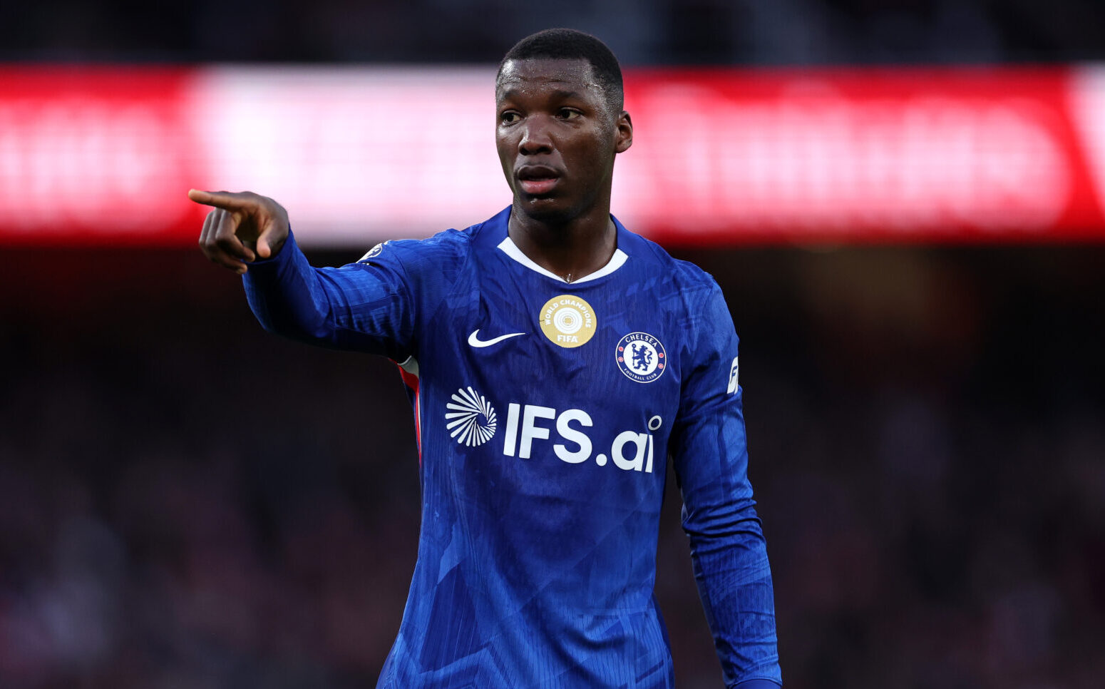Moises Caicedo of Chelsea during the Premier League match between Arsenal and Chelsea at Emirates Stadium on March 01, 2026 in London, England.