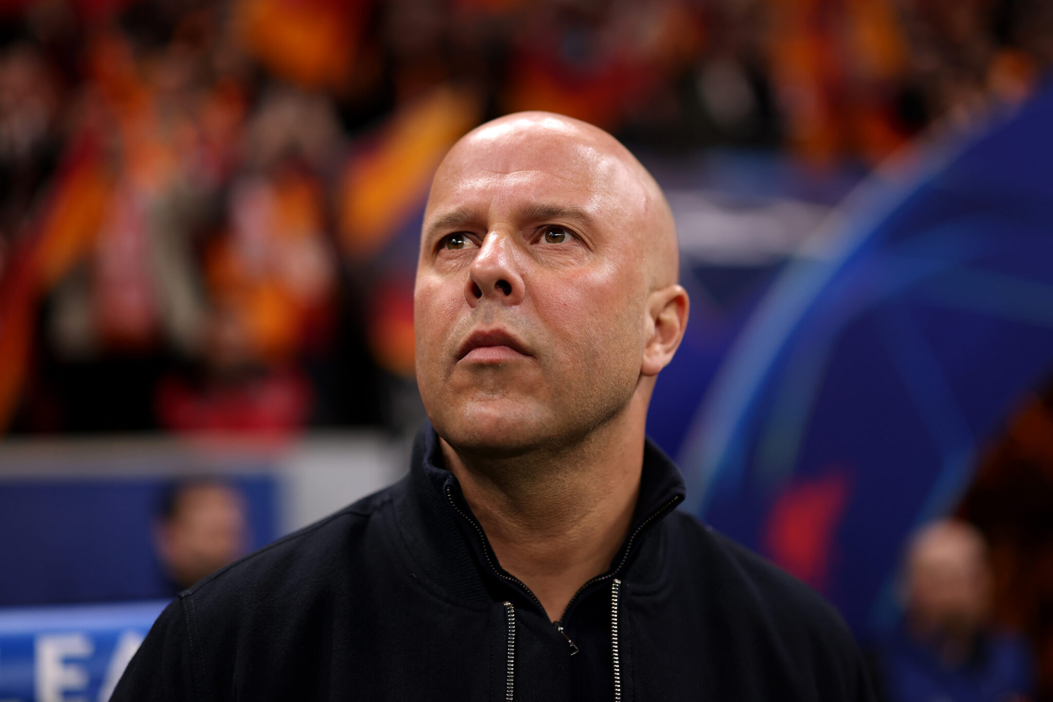 Arne Slot, Manager of Liverpool, looks on during the UEFA Champions League 2025/26 Round of 16 First Leg match between Galatasaray SK and Liverpool FC at Ali Sami Yen Spor Kompleksi on March 10, 2026 in Istanbul, Turkey.