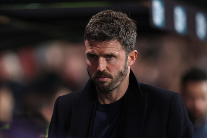 Michael Carrick, Manager of Man Utd, looks on prior to the Premier League match between Bournemouth and Manchester United at Vitality Stadium on March 20, 2026 in Bournemouth, England.