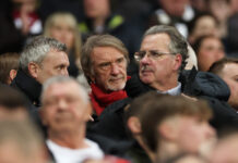 Ratcliffe praises ‘excellent job’ by Carrick at Man Utd Jason Wilcox, Director of Football at Man Utd, and Jim Ratcliffe, Minority Shareholder in Manchester United, watch from the stands during the Premier League match between Newcastle United and Manchester United at St James' Park on March 04, 2026 in Newcastle upon Tyne, England.