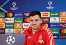 Liverpool have ‘no concerns’ about fan unrest ahead of Galatasaray clash Andy Robertson of Liverpool speaks to the media during a press conference ahead of the UEFA Champions League 2025/26 Round of 16 Second Leg between Liverpool FC and Galatasaray at AXA Training Centre on March 17, 2026 in Kirkby, England.