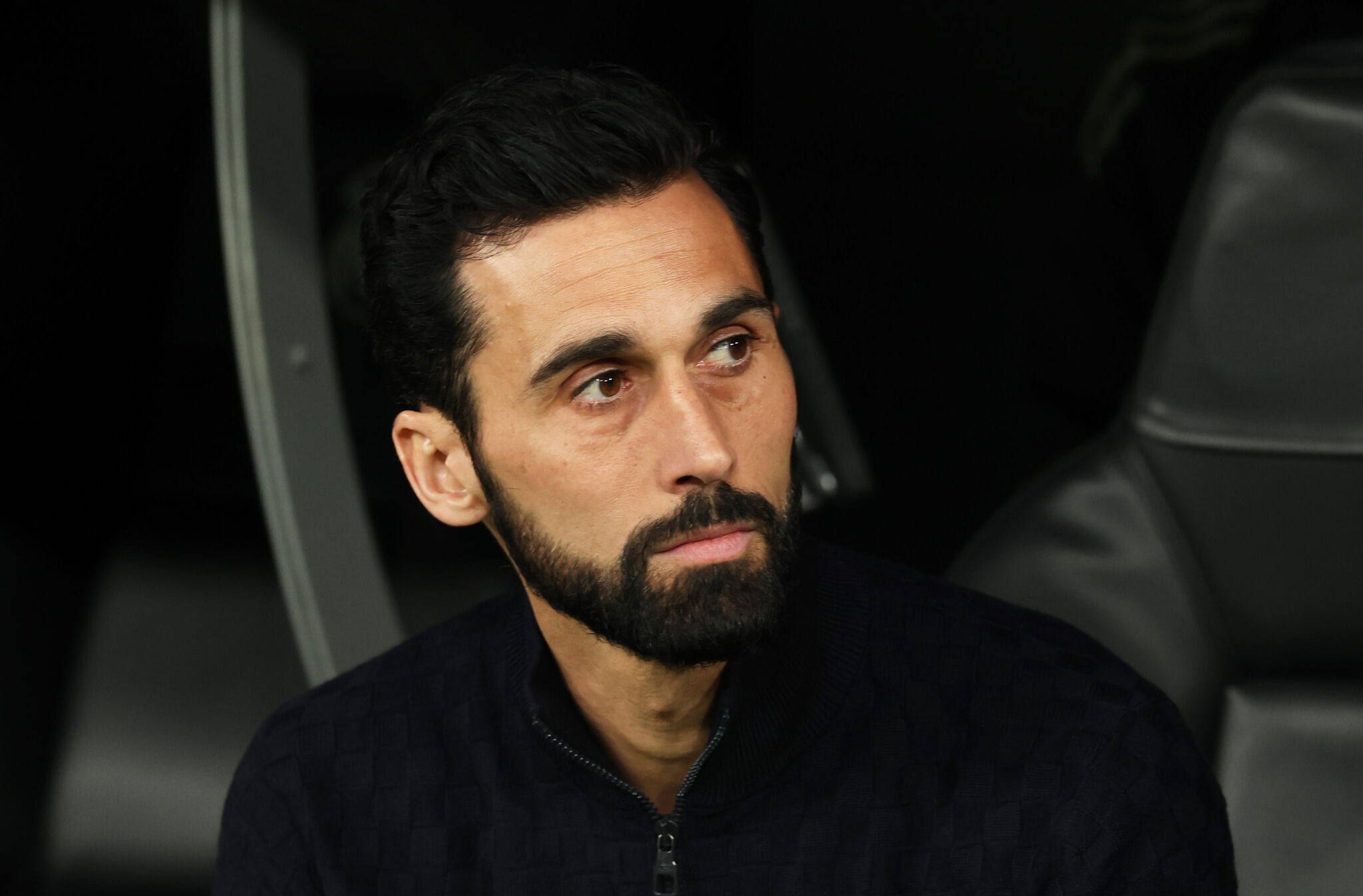 Real Madrid head coach Alvaro Arbeloa looks on prior to the UEFA Champions League 2025/26 League Knockout Play-off Second Leg match between Real Madrid C.F. and SL Benfica at Estadio Santiago Bernabeu on February 25, 2026 in Madrid, Spain.