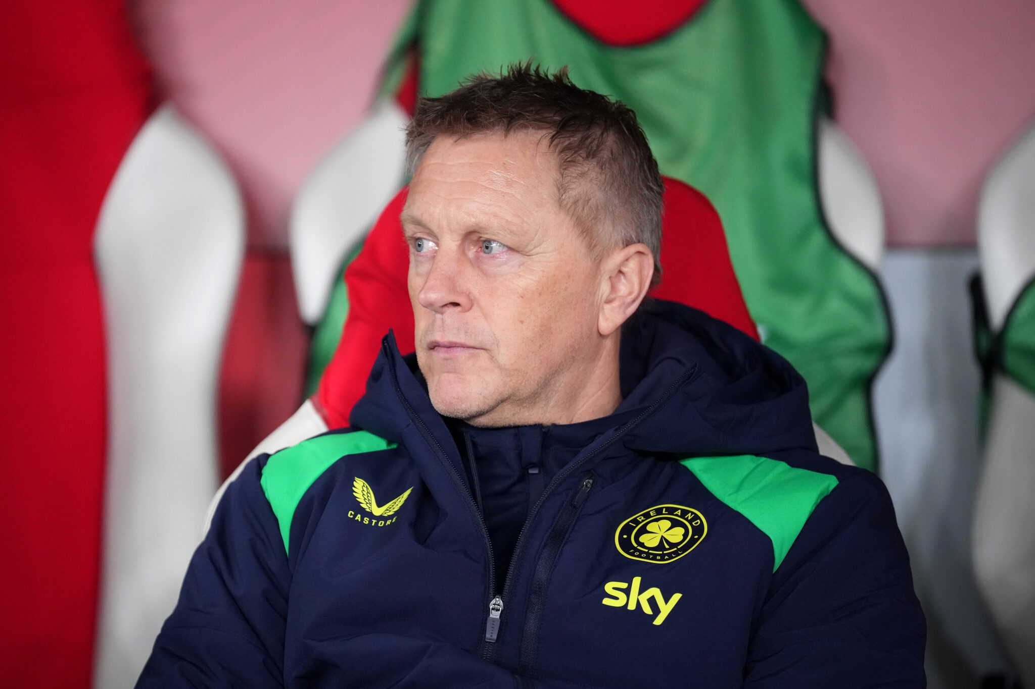 Heimir Hallgrimsson, Head Coach of Republic of Ireland, looks on prior to the FIFA World Cup 2026 European Qualifiers KO play-offs match between Czechia and Republic of Ireland at Fortuna Arena on March 26, 2026 in Prague, Czech Republic.