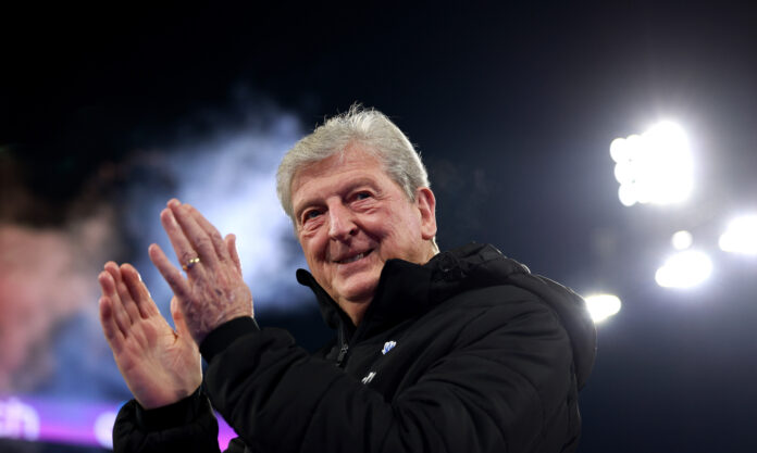 Roy Hodgson, former Manager of Crystal Palace, shows appreciation to the fans during the Premier League match between Crystal Palace and Sheffield United at Selhurst Park on January 30, 2024 in London, England.