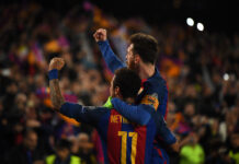 The biggest ever comebacks in the Champions League knockouts Lionel Messi and Neymar of Barcelona celebrate the sixth goal during the UEFA Champions League Round of 16 second leg match between FC Barcelona and Paris Saint-Germain at Camp Nou on March 8, 2017 in Barcelona, Spain.